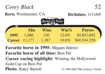 1996 Jockey Star Jockeys' Guild #52 Corey Black Back